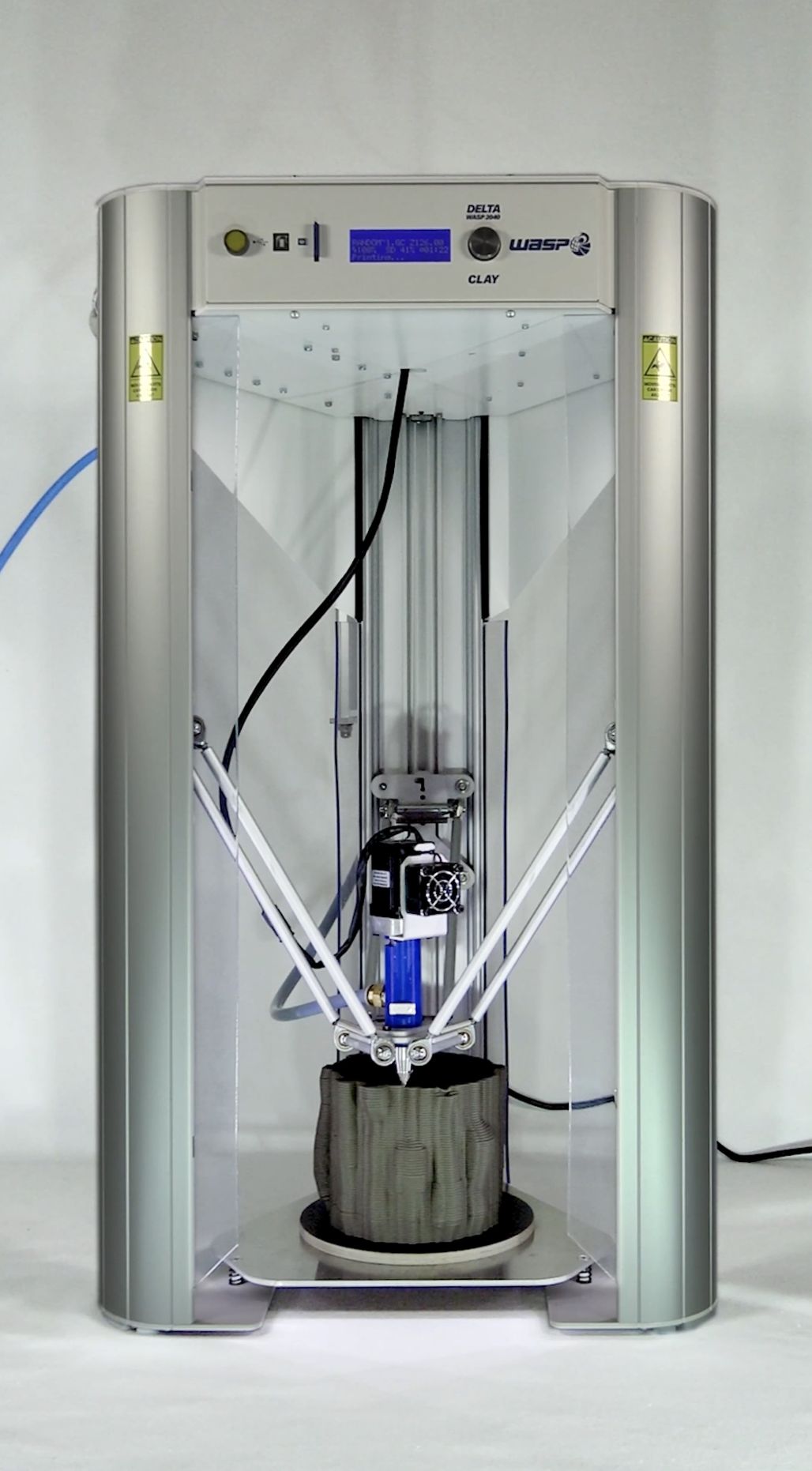 WASP delta clay 3D printer building a vessel