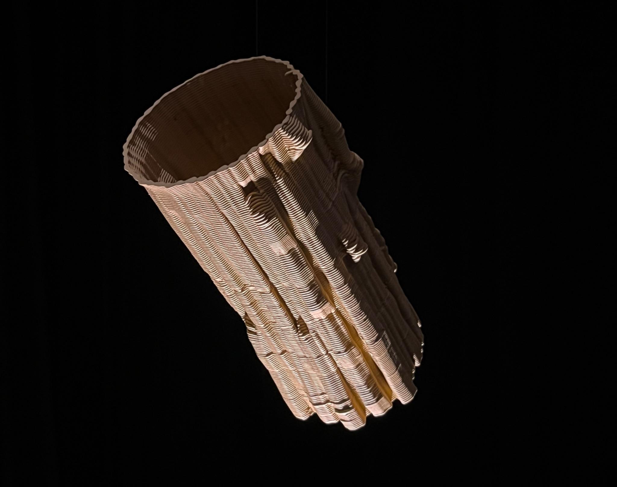 Finished hanging clay vessel encoding the simulated data